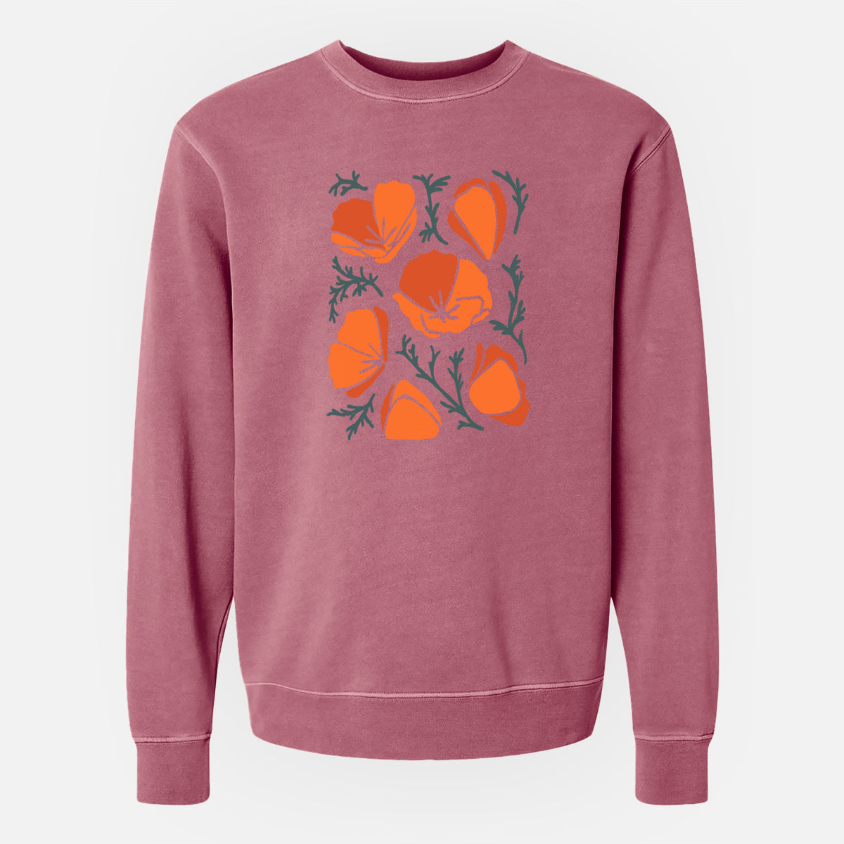 Poppy Vibes - Unisex Pigment Dyed Crew Sweatshirt