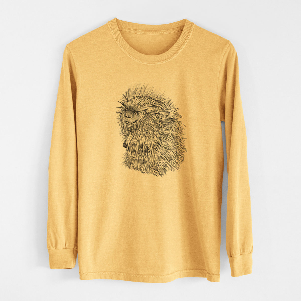 North American Porcupine - Erethizon dorsatum - Men&#39;s Heavyweight 100% Cotton Long Sleeve