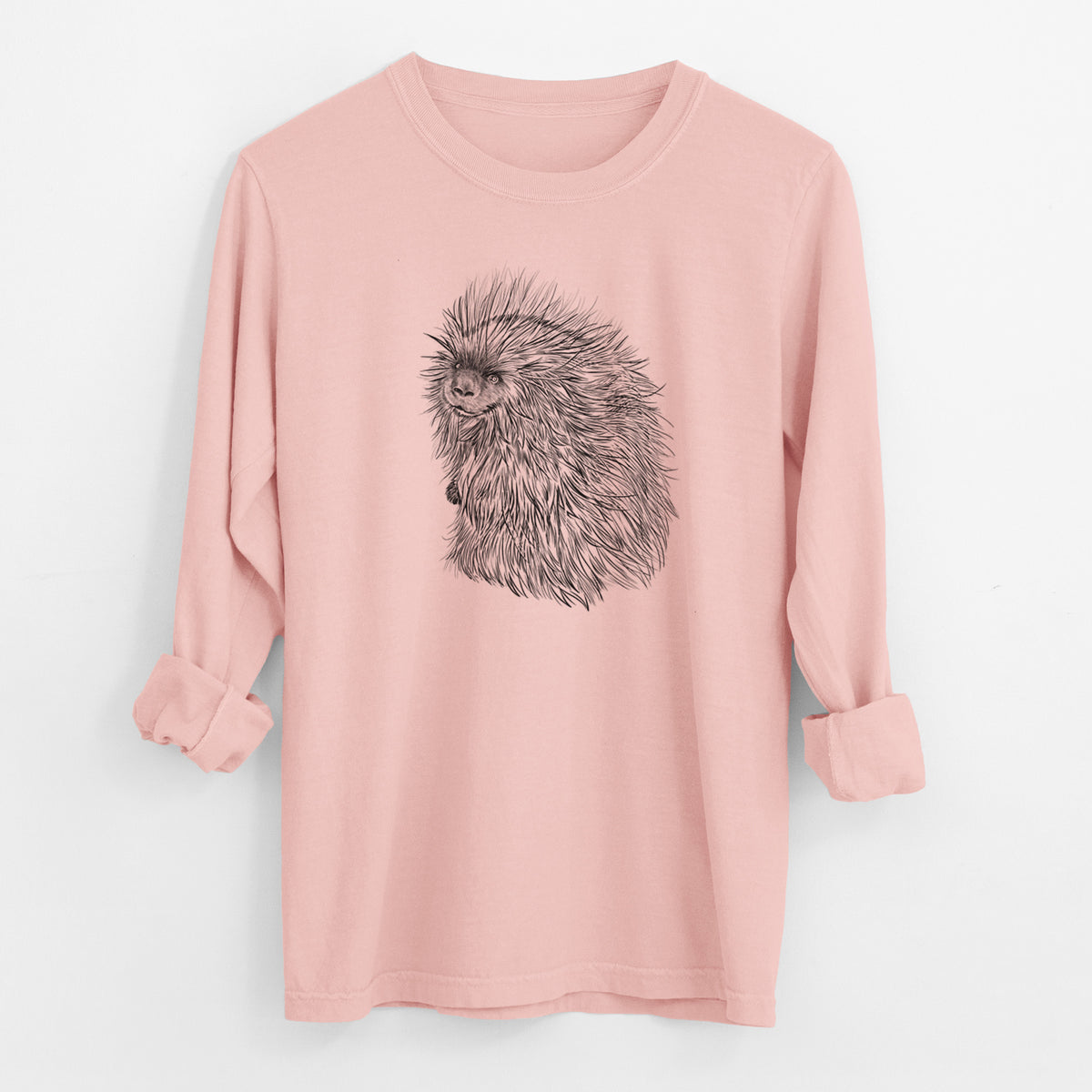 North American Porcupine - Erethizon dorsatum - Men&#39;s Heavyweight 100% Cotton Long Sleeve