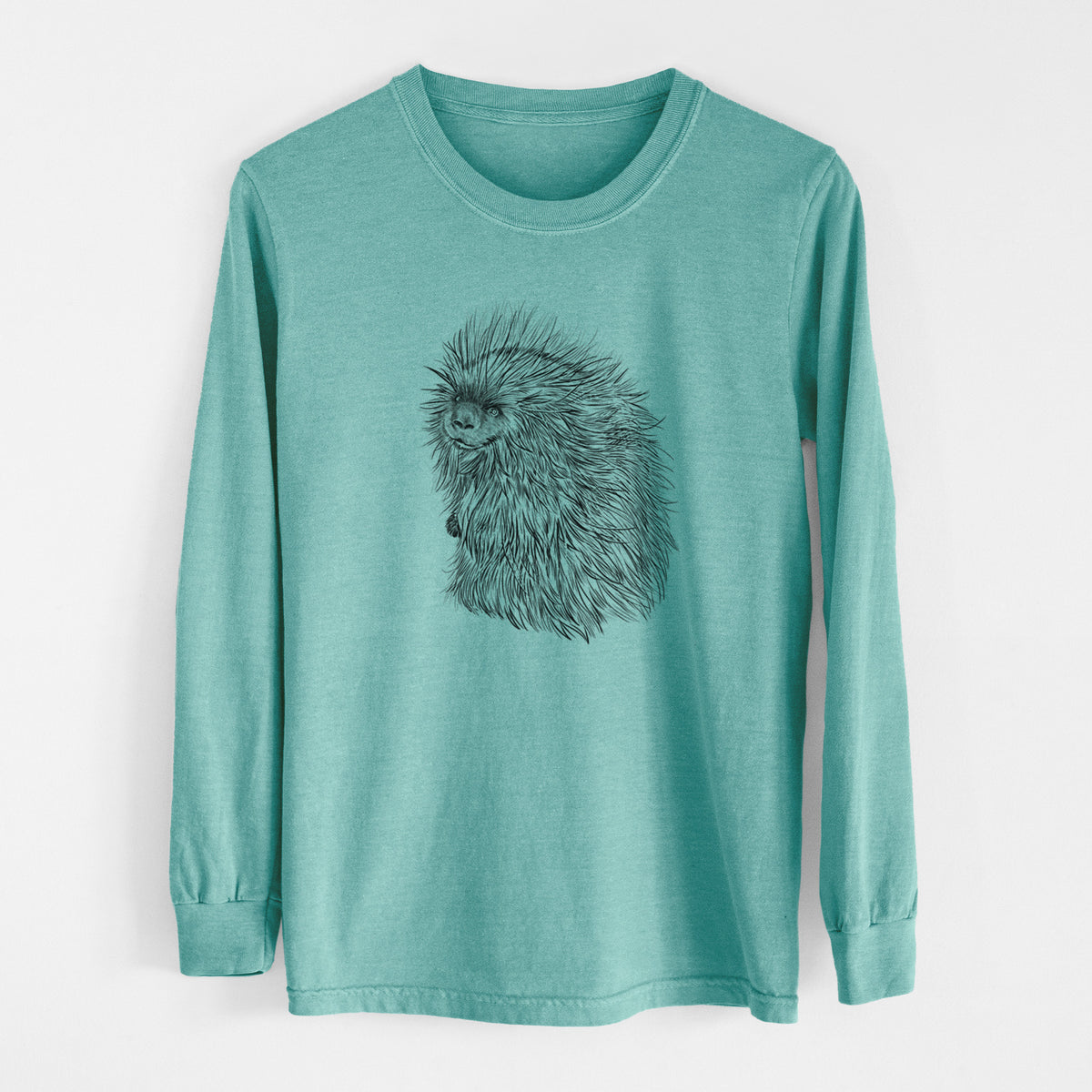 North American Porcupine - Erethizon dorsatum - Men&#39;s Heavyweight 100% Cotton Long Sleeve