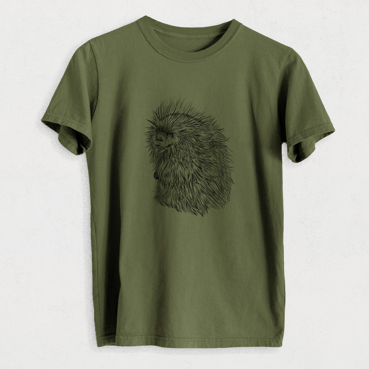 North American Porcupine - Erethizon dorsatum - Heavyweight Men&#39;s 100% Organic Cotton Tee