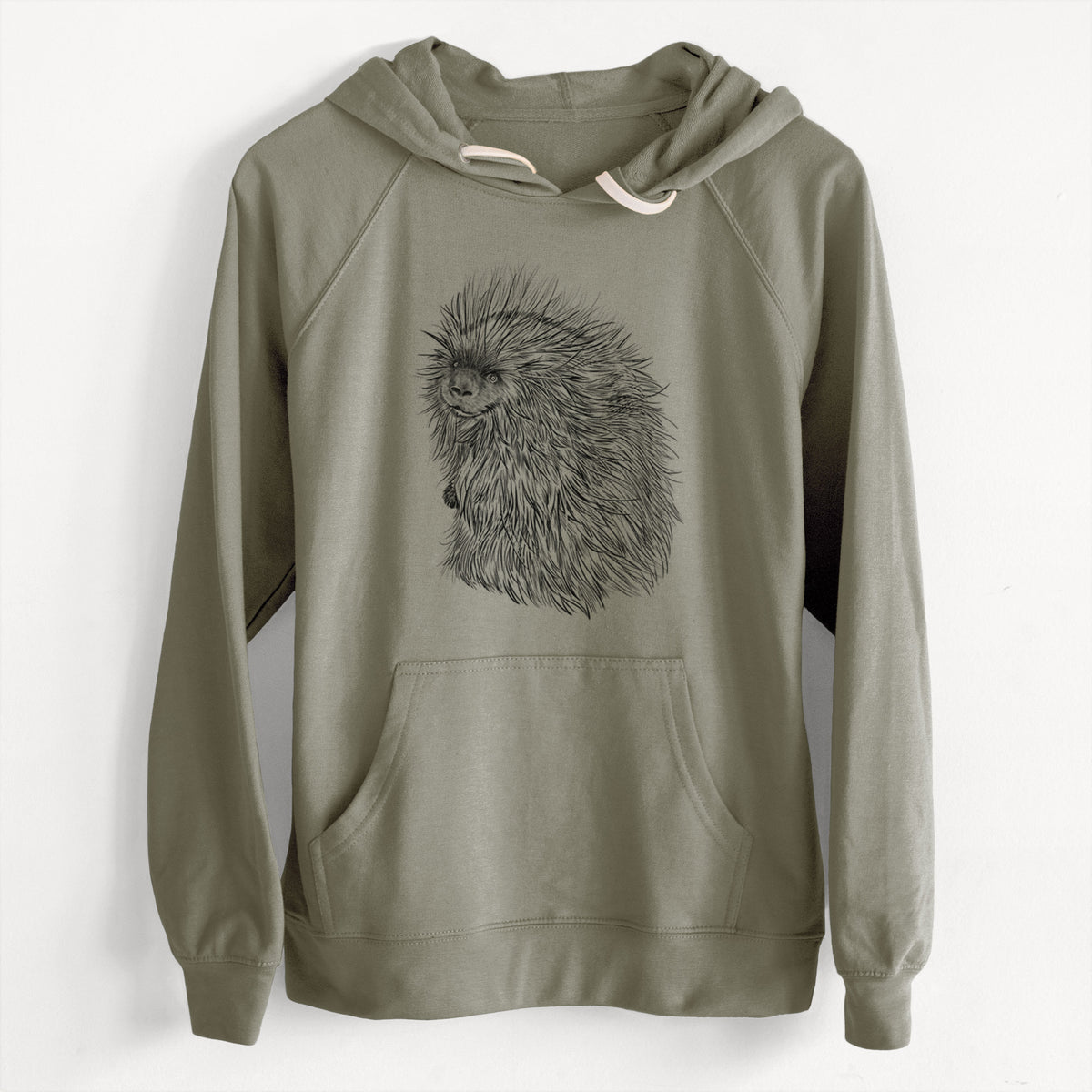 CLEARANCE - North American Porcupine - Erethizon dorsatum  - Unisex Slim Fit Loopback Terry Hoodie