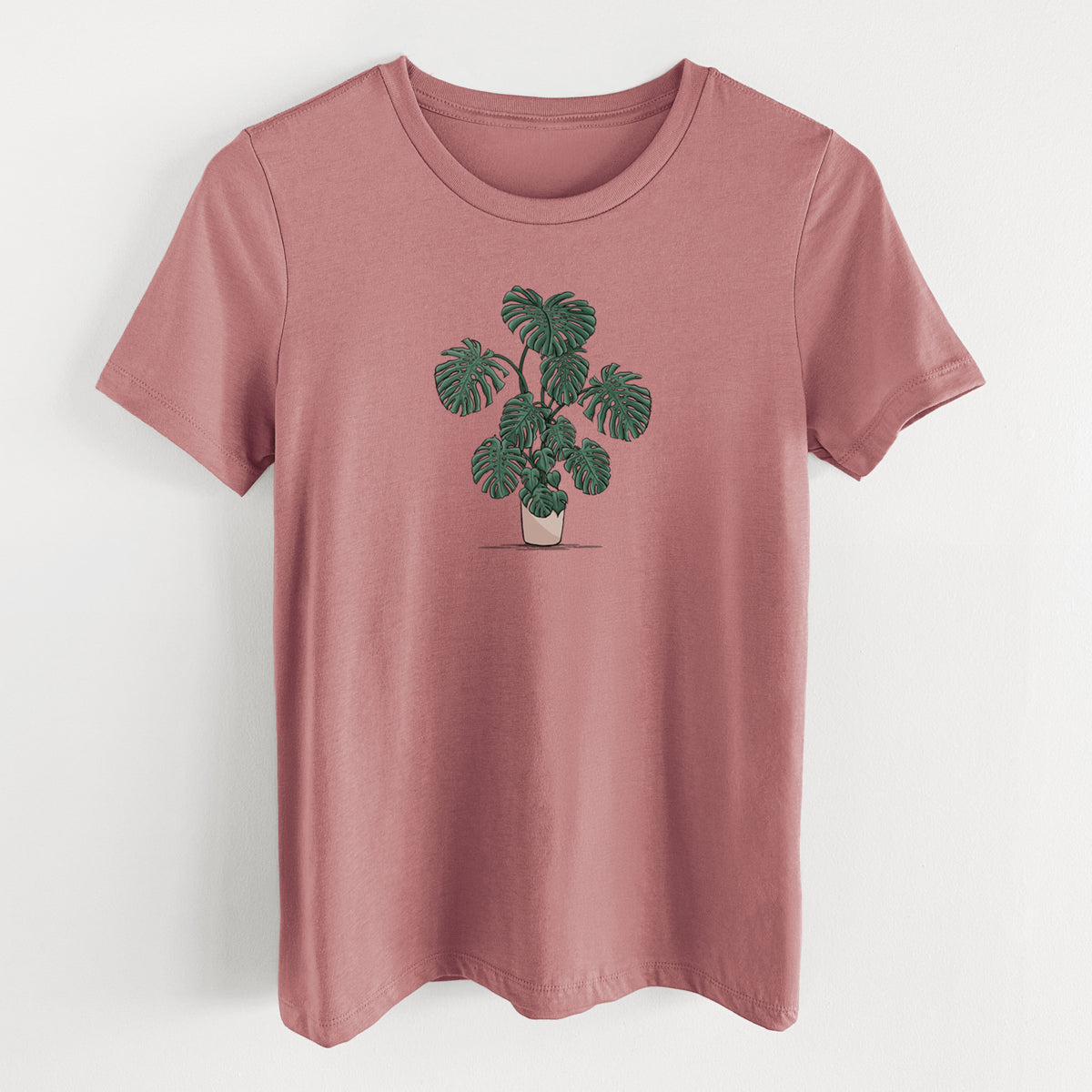 Potted Monstera Plant - Women&#39;s Lightweight Relaxed Fit 100% Cotton Crewneck