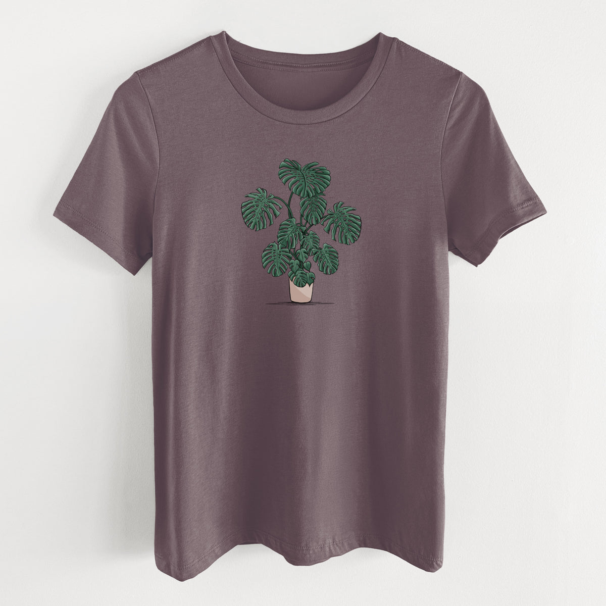 Potted Monstera Plant - Women&#39;s Lightweight Relaxed Fit 100% Cotton Crewneck