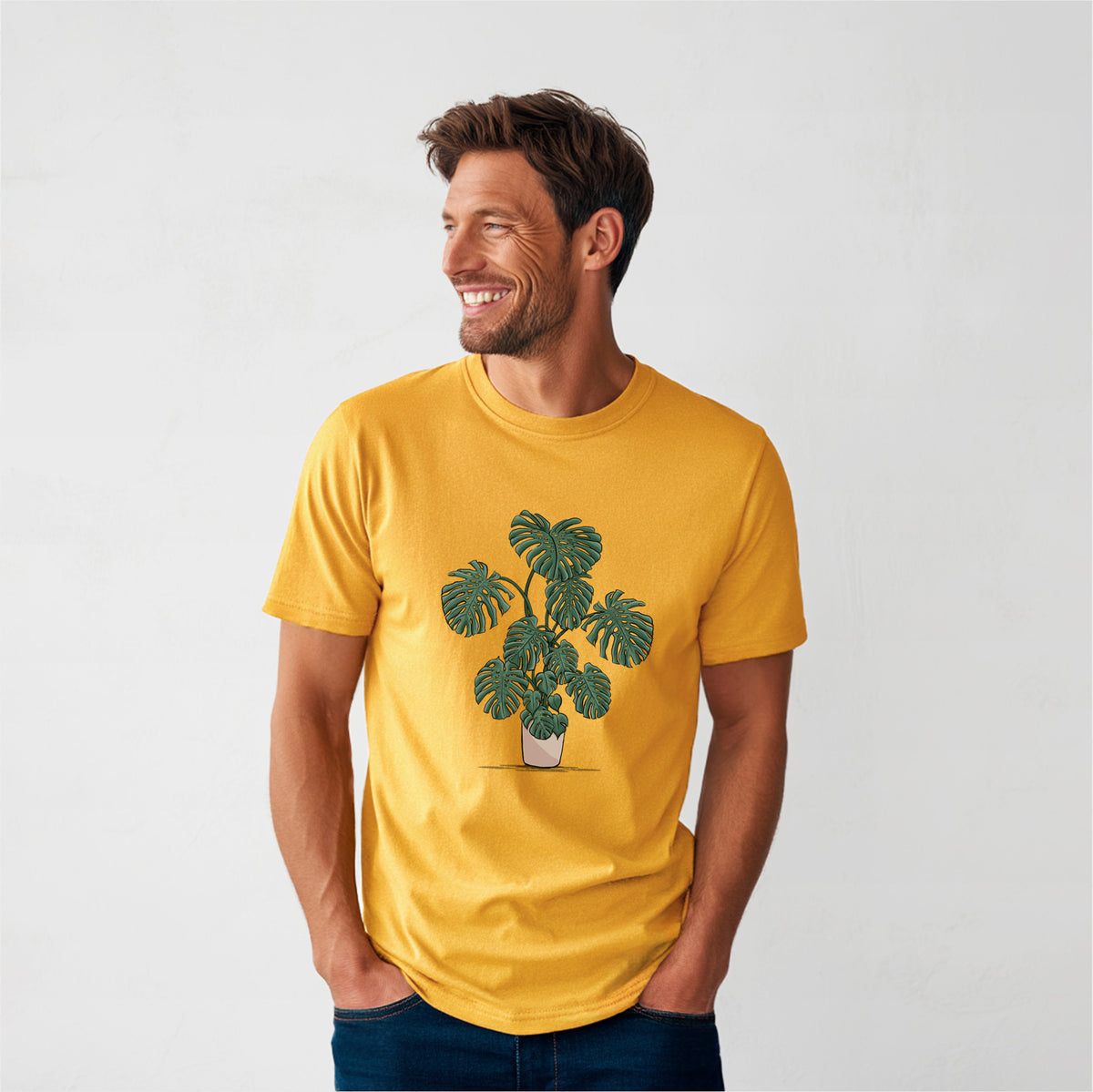 Potted Monstera Plant - Heavyweight Men&#39;s 100% Organic Cotton Tee