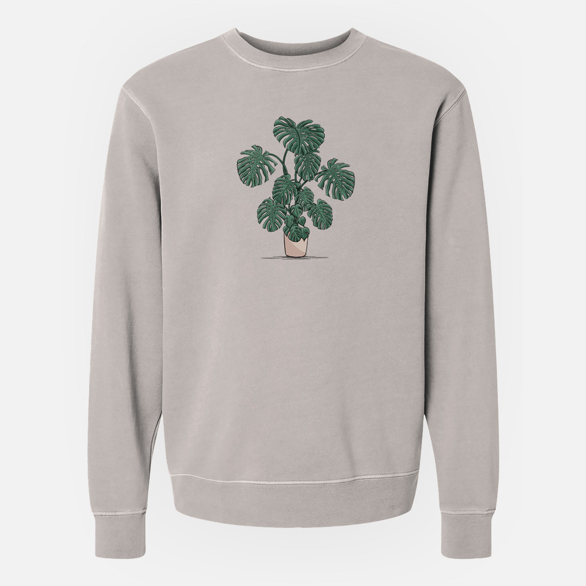 Potted Monstera Plant - Unisex Pigment Dyed Crew Sweatshirt