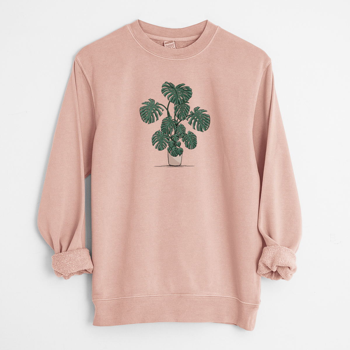 Potted Monstera Plant - Unisex Pigment Dyed Crew Sweatshirt