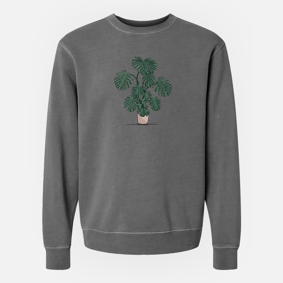 Potted Monstera Plant - Unisex Pigment Dyed Crew Sweatshirt