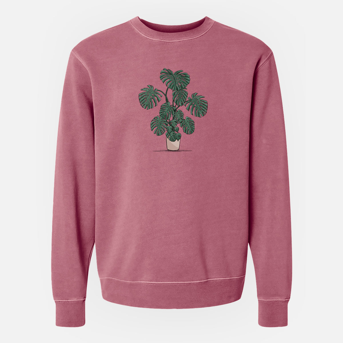Potted Monstera Plant - Unisex Pigment Dyed Crew Sweatshirt