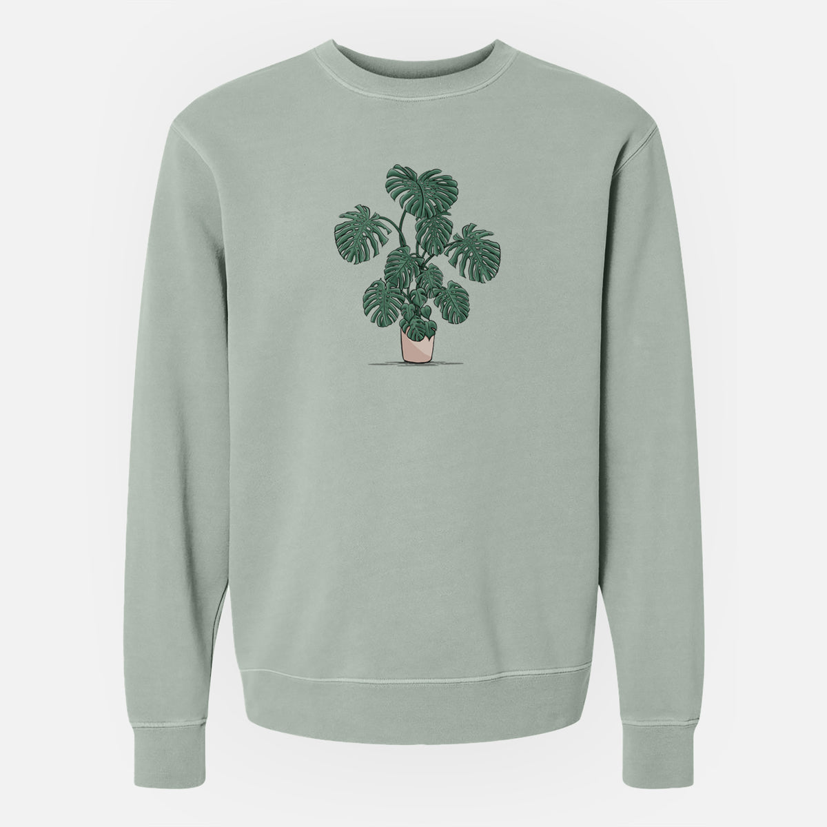 Potted Monstera Plant - Unisex Pigment Dyed Crew Sweatshirt