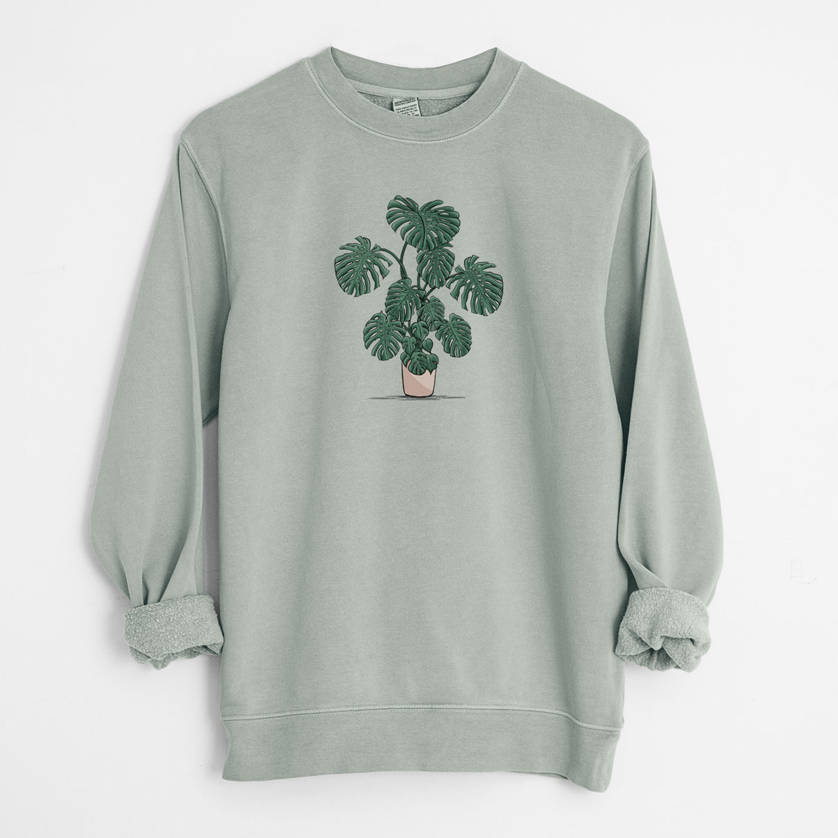Potted Monstera Plant - Unisex Pigment Dyed Crew Sweatshirt