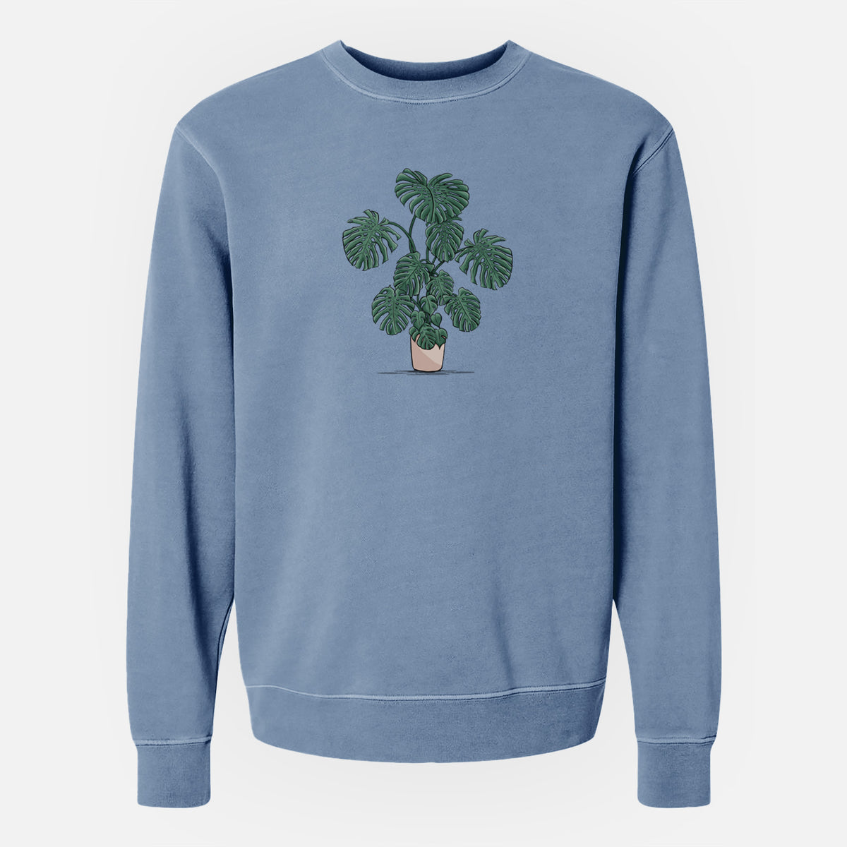 Potted Monstera Plant - Unisex Pigment Dyed Crew Sweatshirt