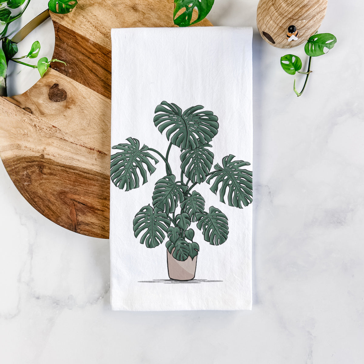 Potted Monstera Plant Tea Towel