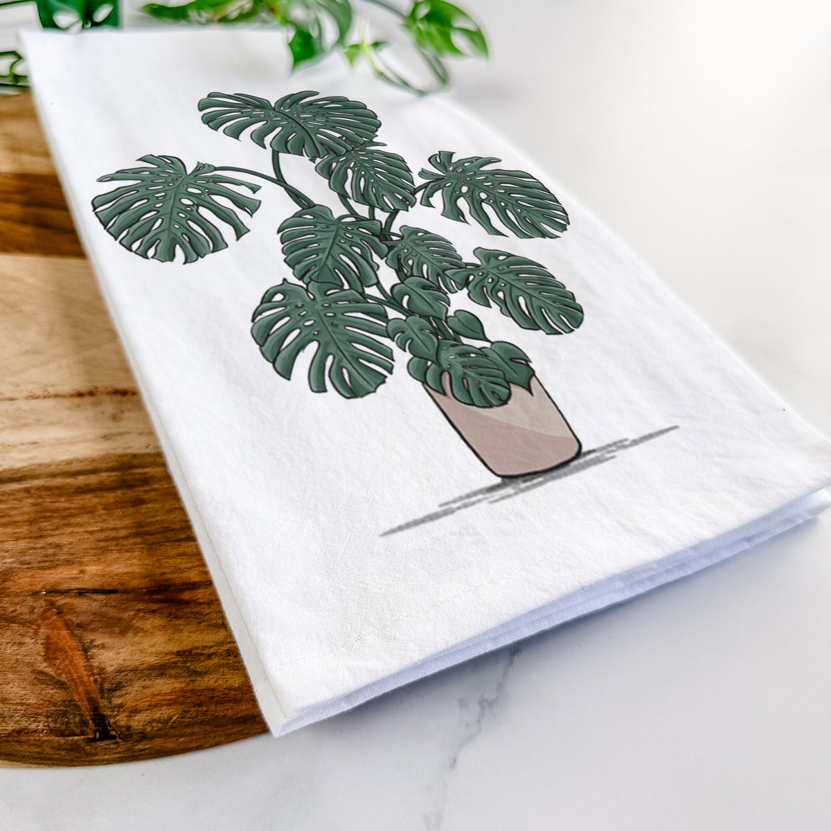 Potted Monstera Plant Tea Towel
