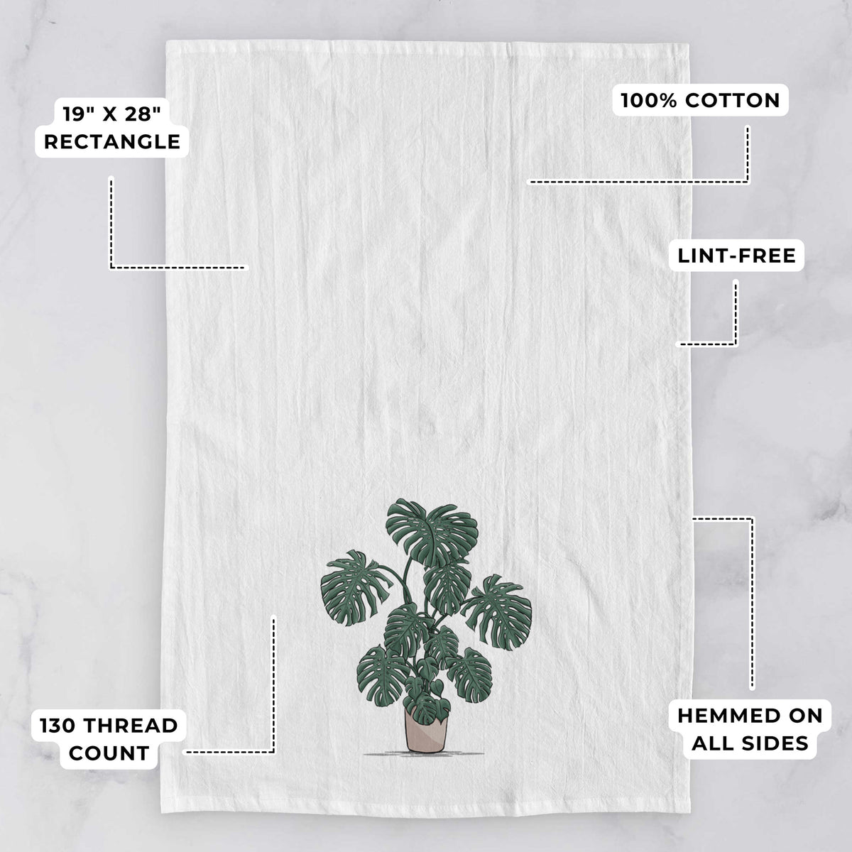 Potted Monstera Plant Tea Towel