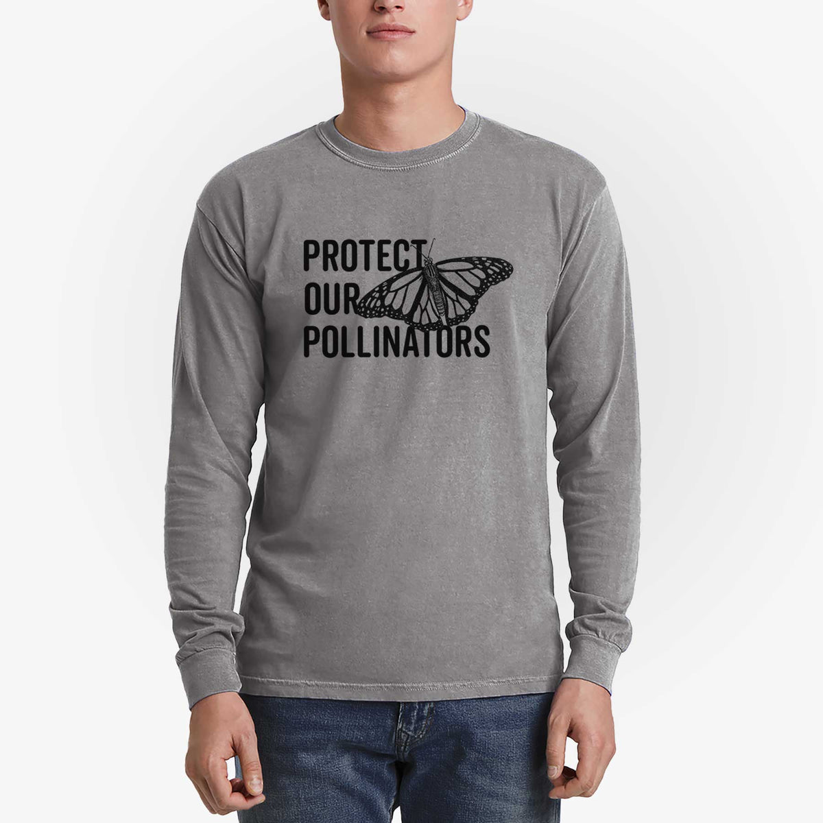 Protect our Pollinators - Men&#39;s Heavyweight 100% Cotton Long Sleeve