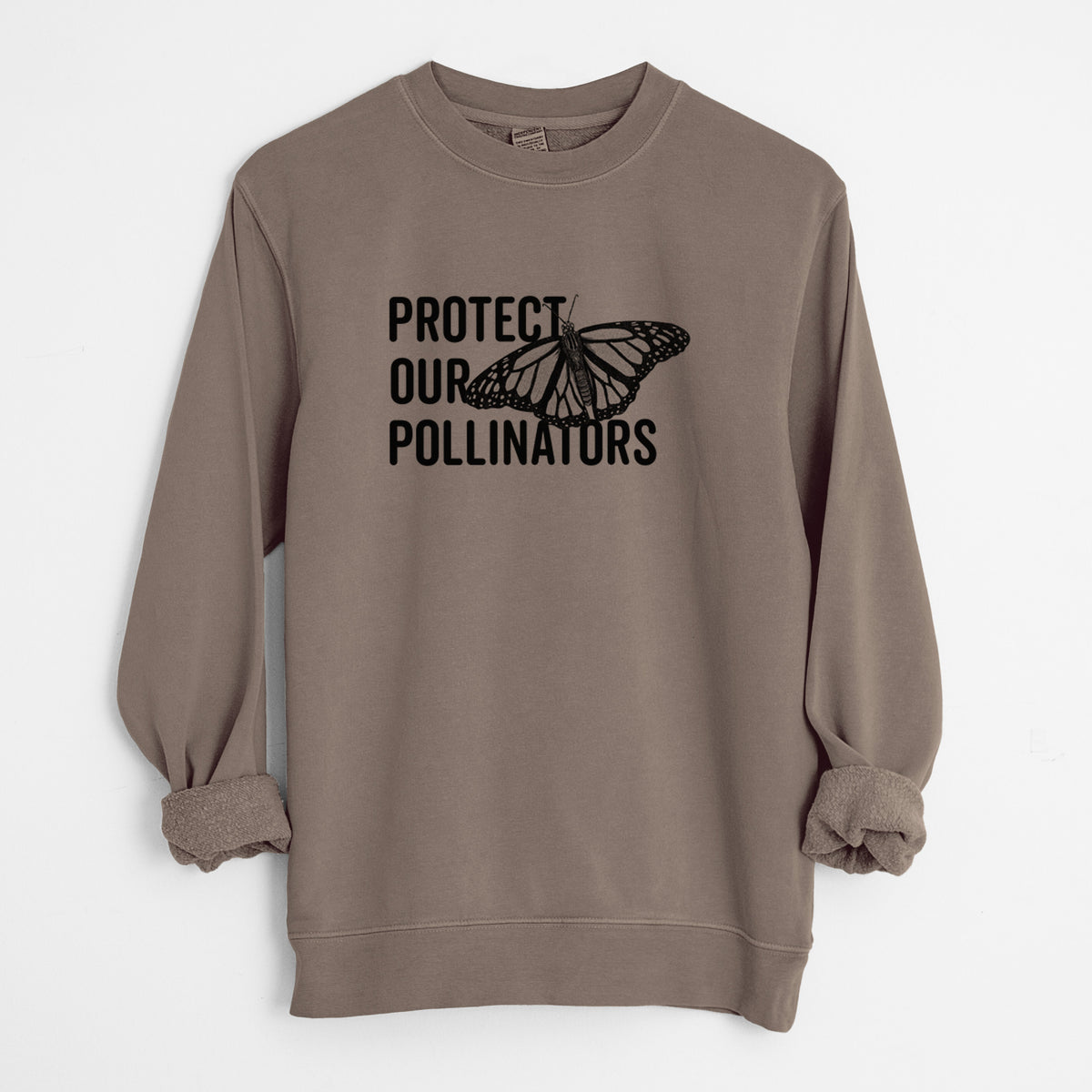 Protect our Pollinators - Unisex Pigment Dyed Crew Sweatshirt in Espresso Brown Color