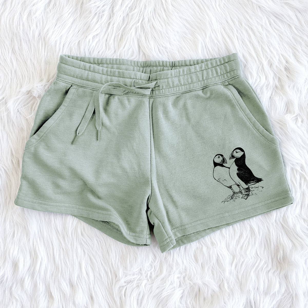 Atlantic Puffins Pair - Fratercula arctica - Women's Cali Wave Shorts