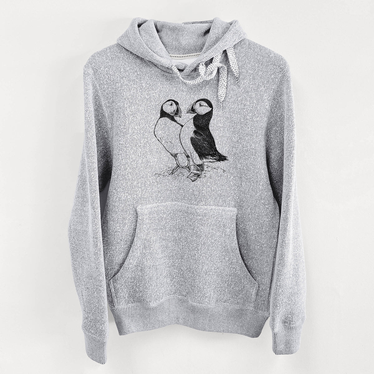 Atlantic Puffins Pair - Fratercula arctica - Knit Hoodie