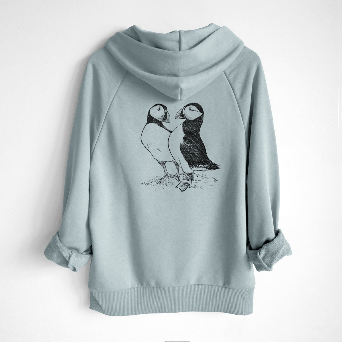 Atlantic Puffins Pair - Fratercula arctica - UltraLuxe Heavyweight French Terry Hoodie