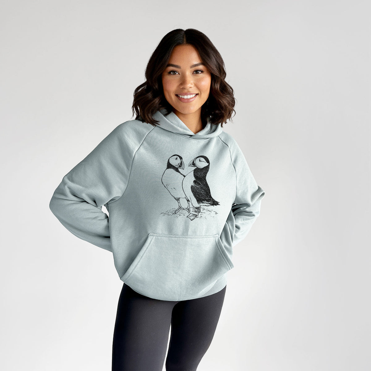 Atlantic Puffins Pair - Fratercula arctica - UltraLuxe Heavyweight French Terry Hoodie