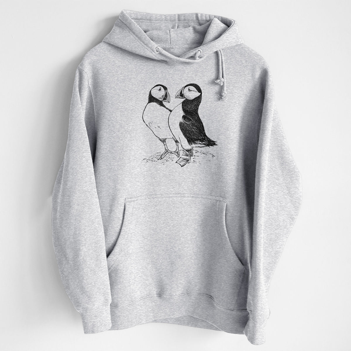 Atlantic Puffins Pair - Fratercula arctica - Heavyweight Fleece Hoodie
