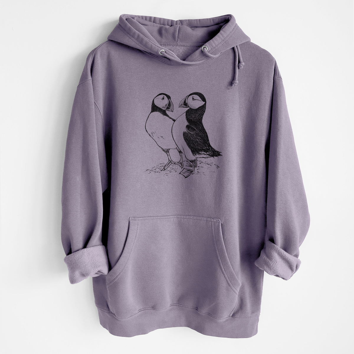 Atlantic Puffins Pair - Fratercula arctica - Heavyweight Fleece Hoodie