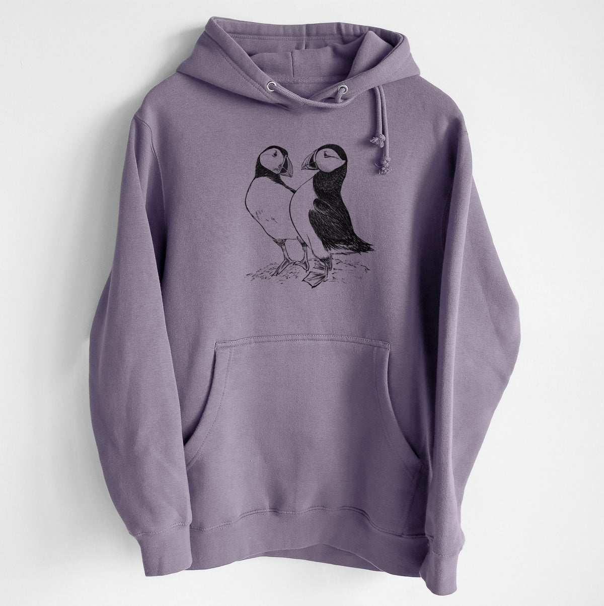 Atlantic Puffins Pair - Fratercula arctica - Heavyweight Fleece Hoodie
