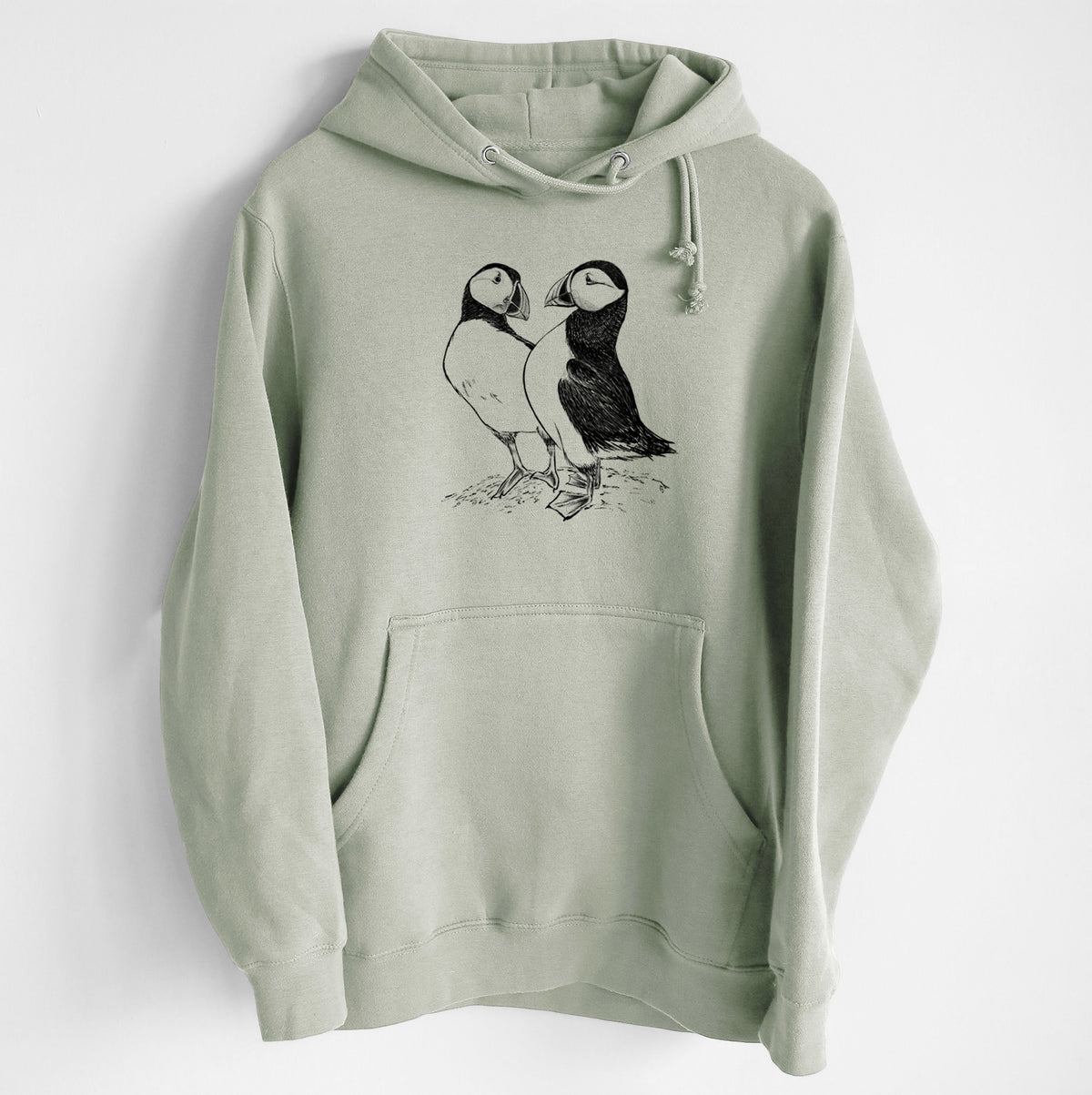 Atlantic Puffins Pair - Fratercula arctica - Heavyweight Fleece Hoodie