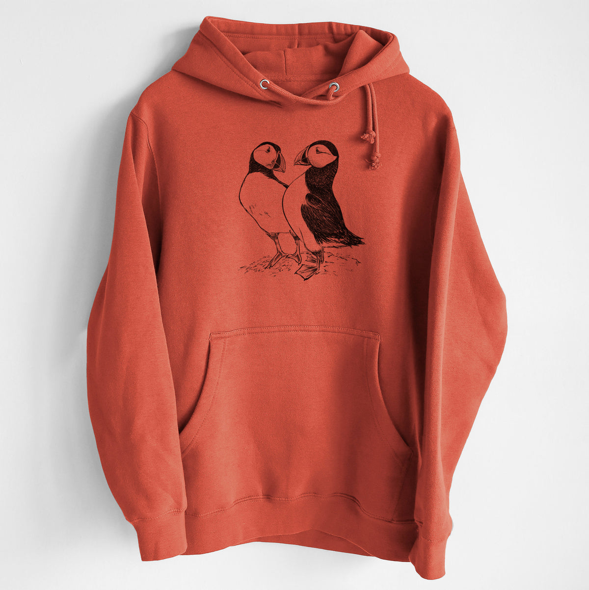 Atlantic Puffins Pair - Fratercula arctica - Heavyweight Fleece Hoodie