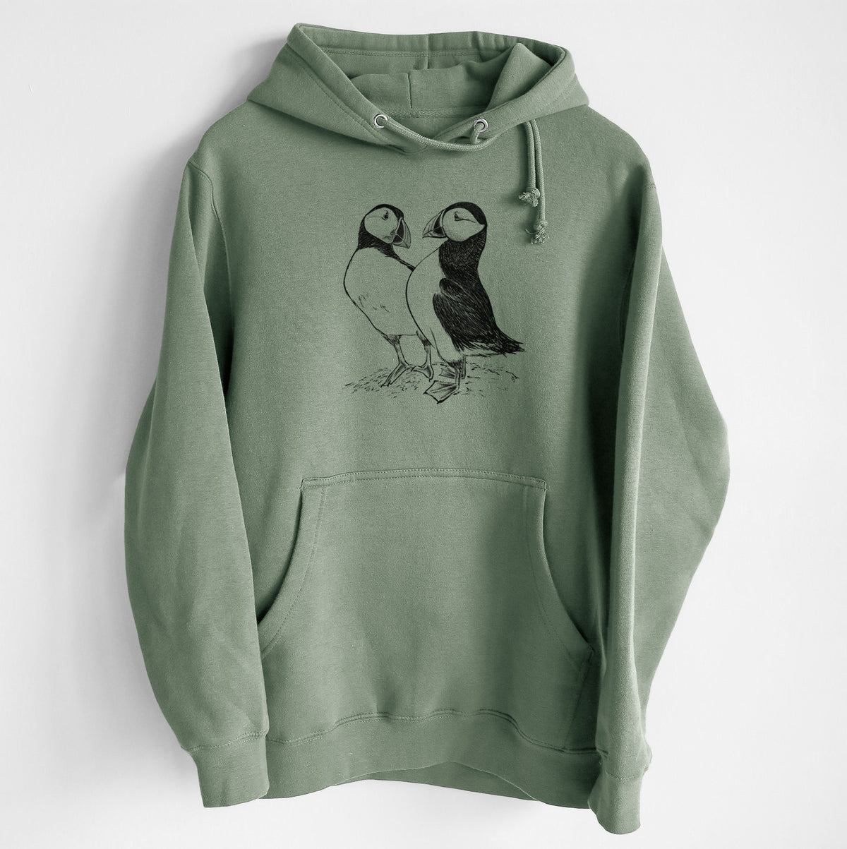Atlantic Puffins Pair - Fratercula arctica - Heavyweight Fleece Hoodie
