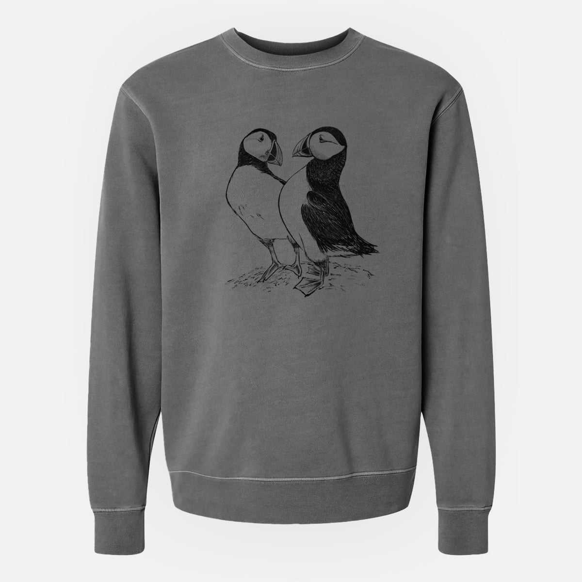 Atlantic Puffins Pair - Fratercula arctica - Unisex Pigment Dyed Crew Sweatshirt