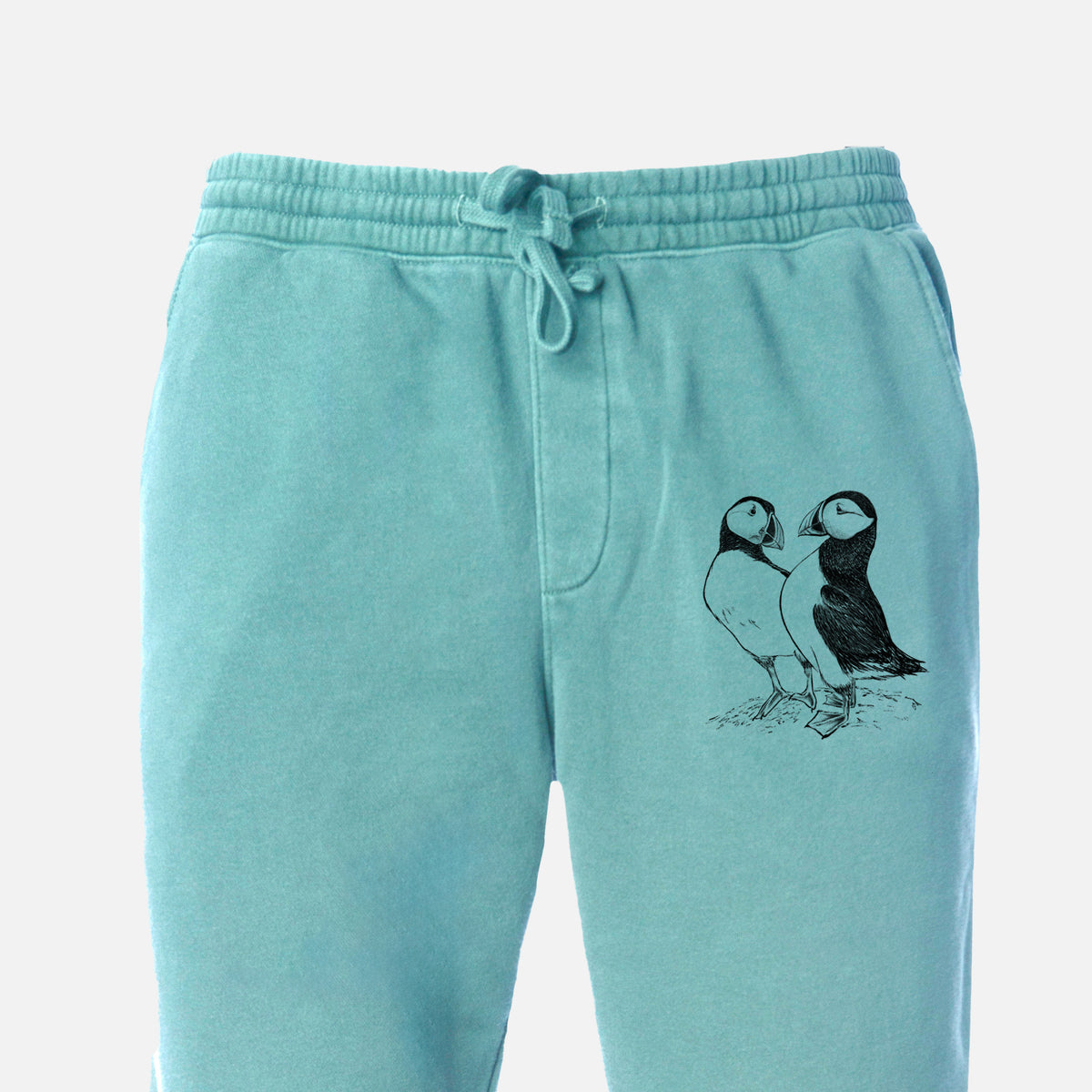 Atlantic Puffins Pair - Fratercula arctica - Unisex Pigment Dyed Sweatpants