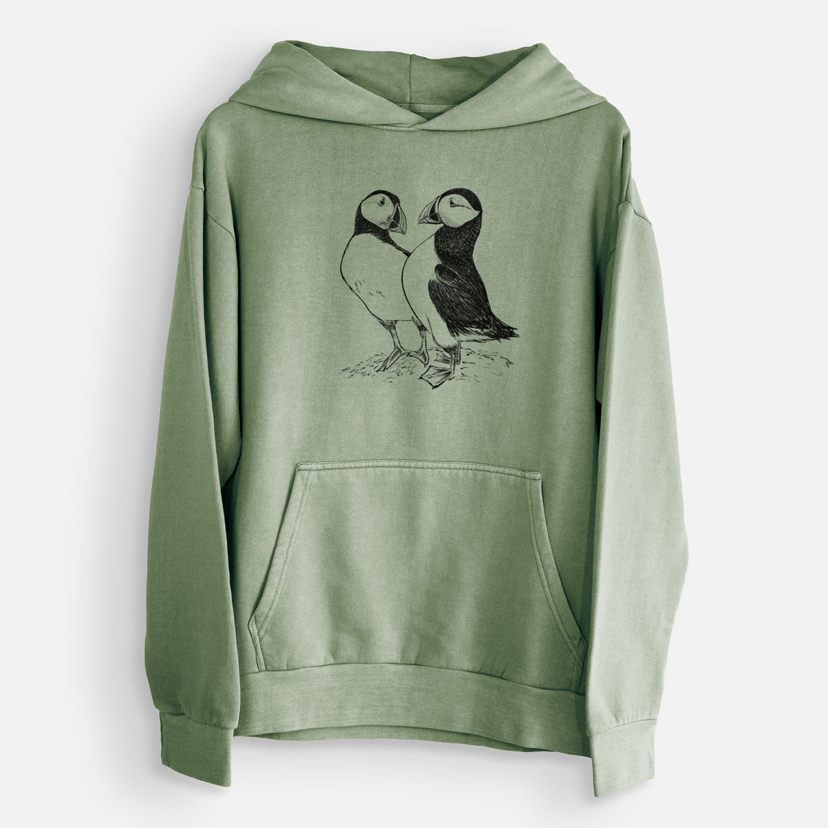 Atlantic Puffins Pair - Fratercula arctica  - Urban Heavyweight Hoodie