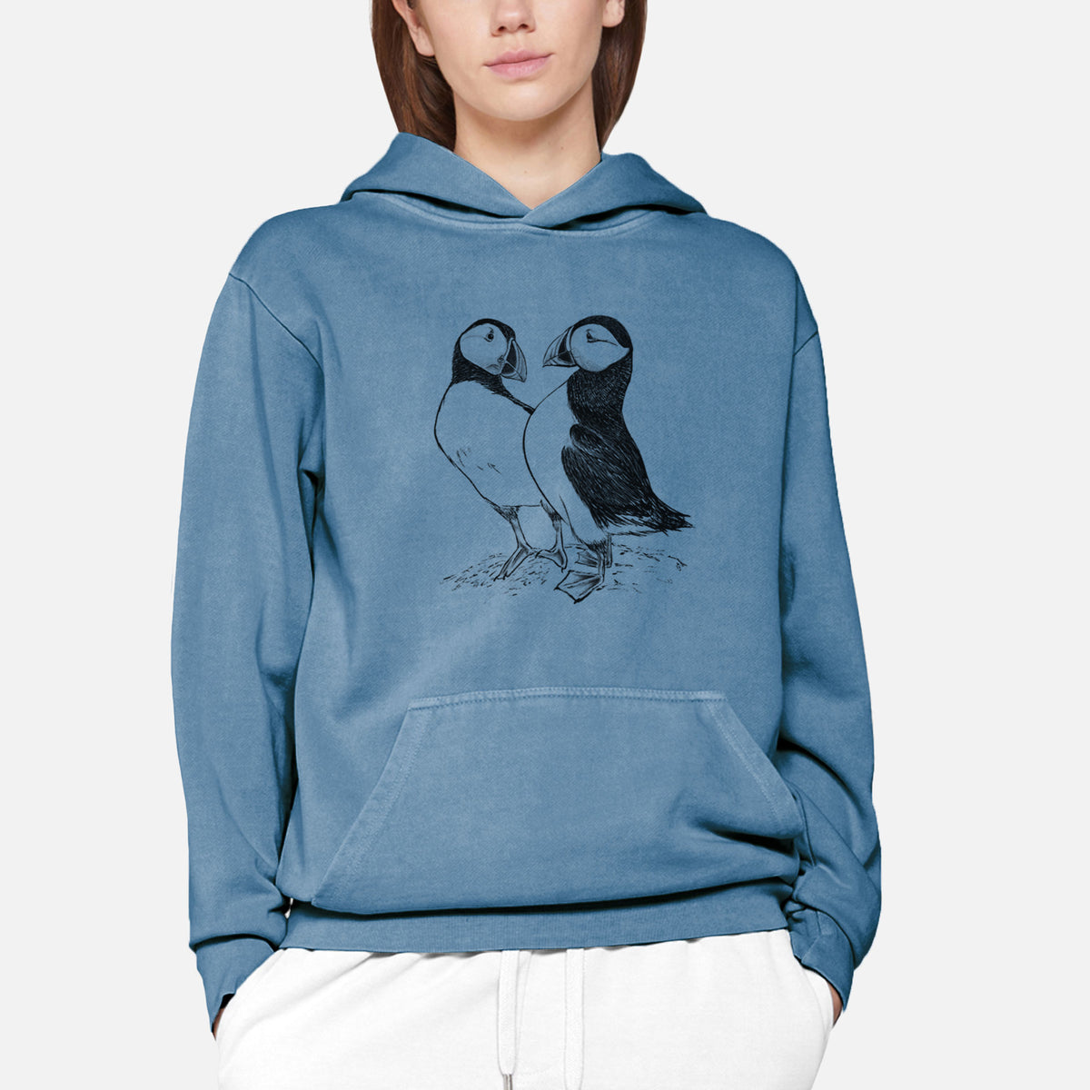 Atlantic Puffins Pair - Fratercula arctica  - Urban Heavyweight Hoodie