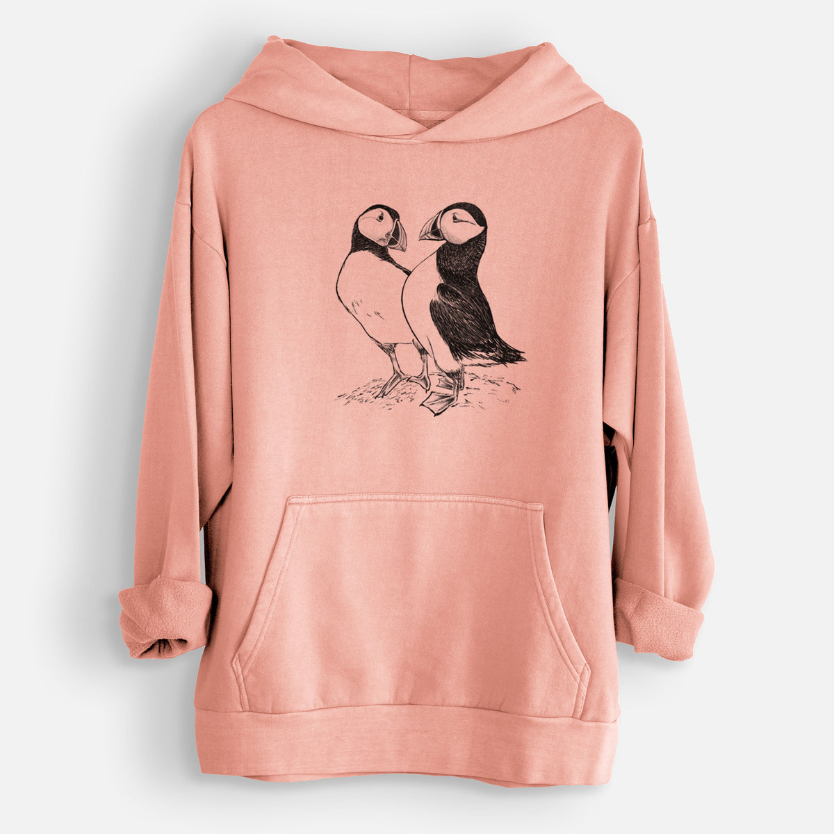 Atlantic Puffins Pair - Fratercula arctica  - Urban Heavyweight Hoodie