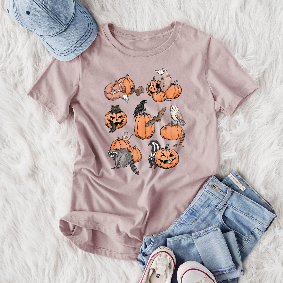 Woodland Pumpkin Patch Party - Women's Lightweight Relaxed Fit 100% Cotton Crewneck