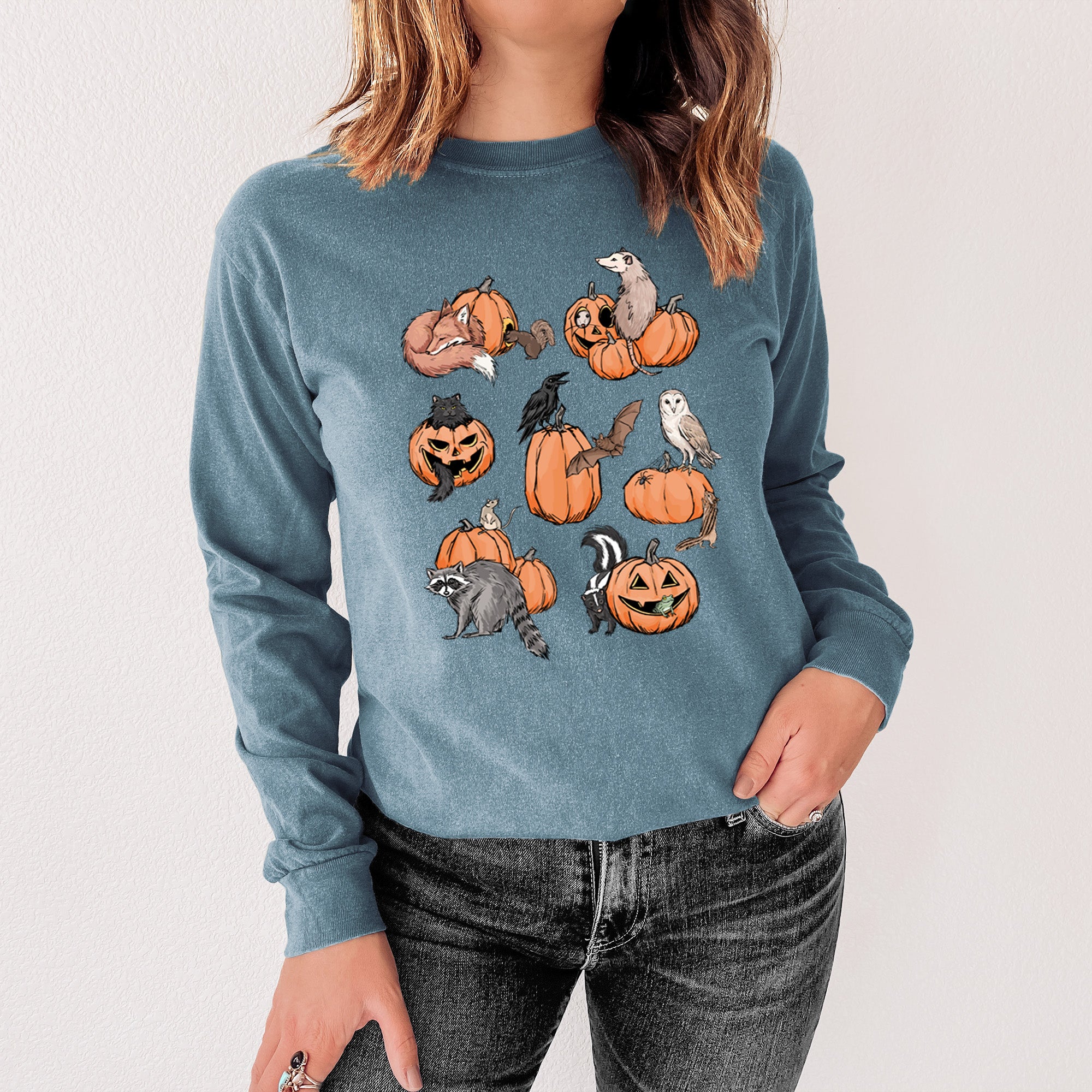 Woodland Pumpkin Patch Party - Unisex Comfort Colors 100% Cotton Long Sleeve