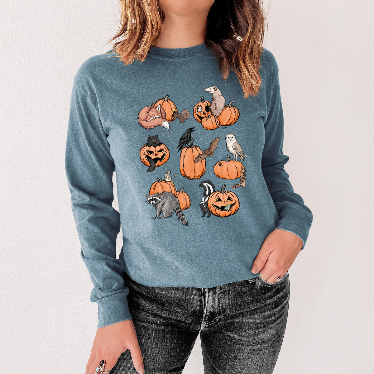 Woodland Pumpkin Patch Party - Unisex Comfort Colors 100% Cotton Long Sleeve