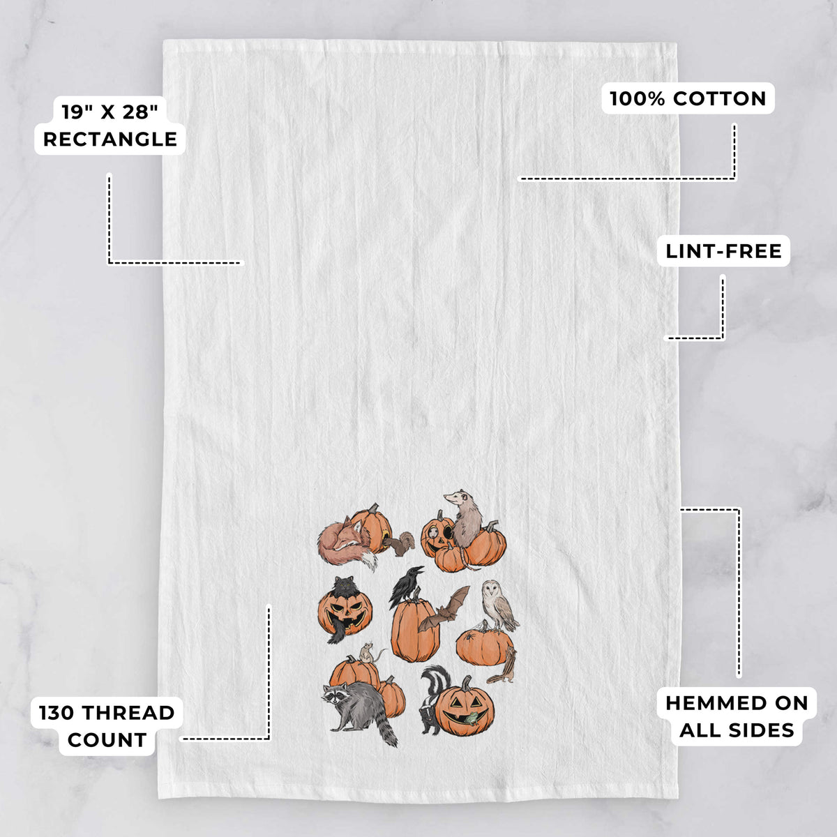 Woodland Pumpkin Patch Party - Tea Towel