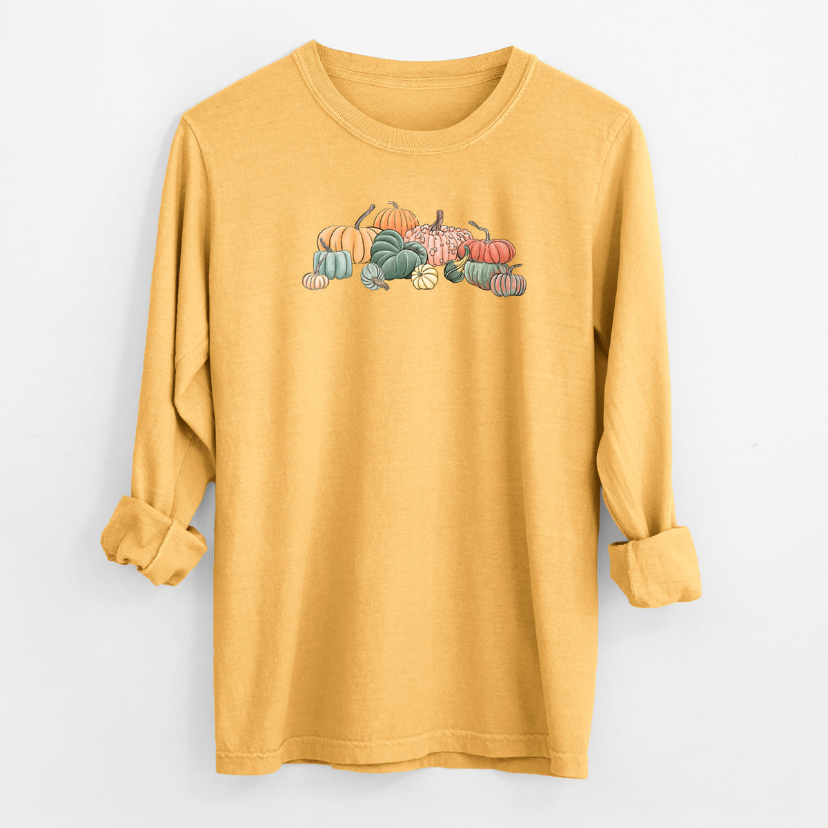 Pumpkin Harvest - Men&#39;s Heavyweight 100% Cotton Long Sleeve