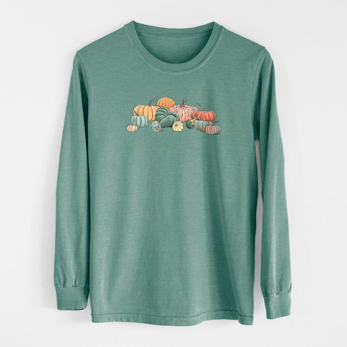 Pumpkin Harvest - Men&#39;s Heavyweight 100% Cotton Long Sleeve