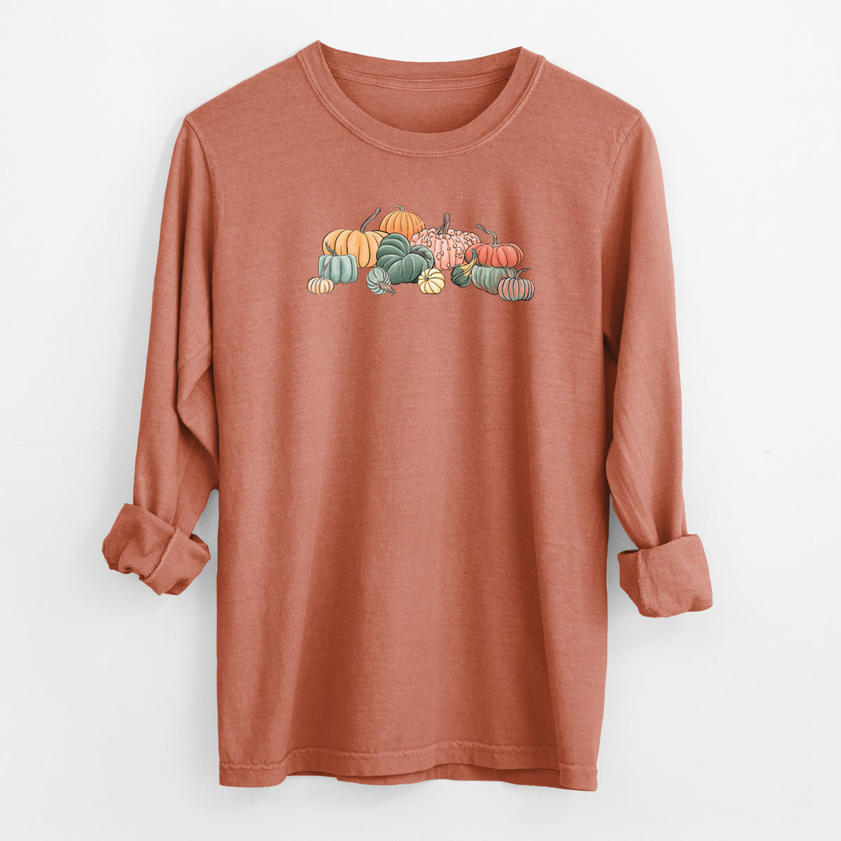 Pumpkin Harvest - Men&#39;s Heavyweight 100% Cotton Long Sleeve
