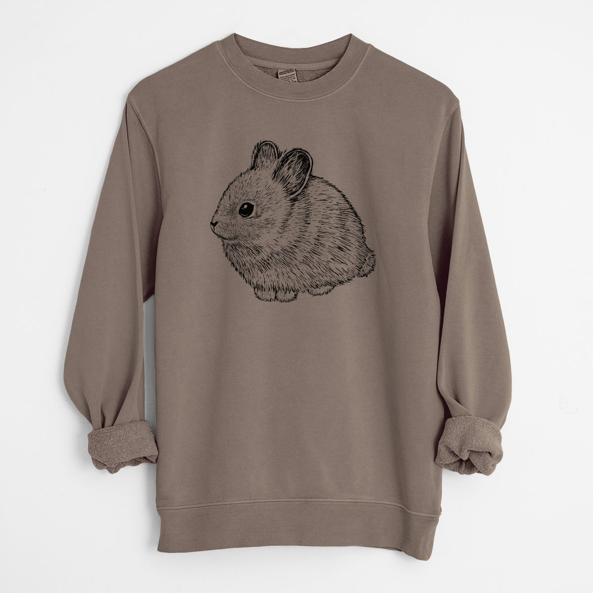 Columbia Basin Pygmy Rabbit - Unisex Pigment Dyed Crew Sweatshirt in Espresso Brown Color