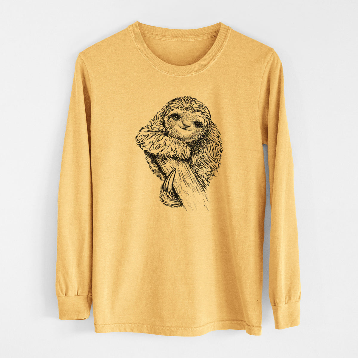 Pygmy Three-toed Sloth - Bradypus pygmaeus - Men&#39;s Heavyweight 100% Cotton Long Sleeve