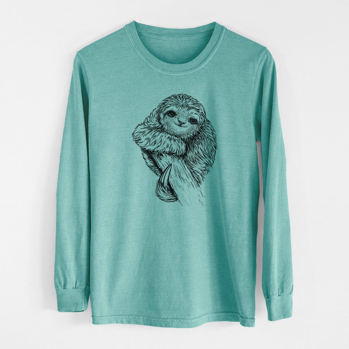 Pygmy Three-toed Sloth - Bradypus pygmaeus - Men&#39;s Heavyweight 100% Cotton Long Sleeve