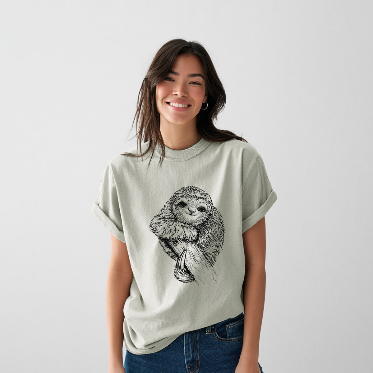 Pygmy Three-toed Sloth - Bradypus pygmaeus - Heavyweight Men&#39;s 100% Organic Cotton Tee