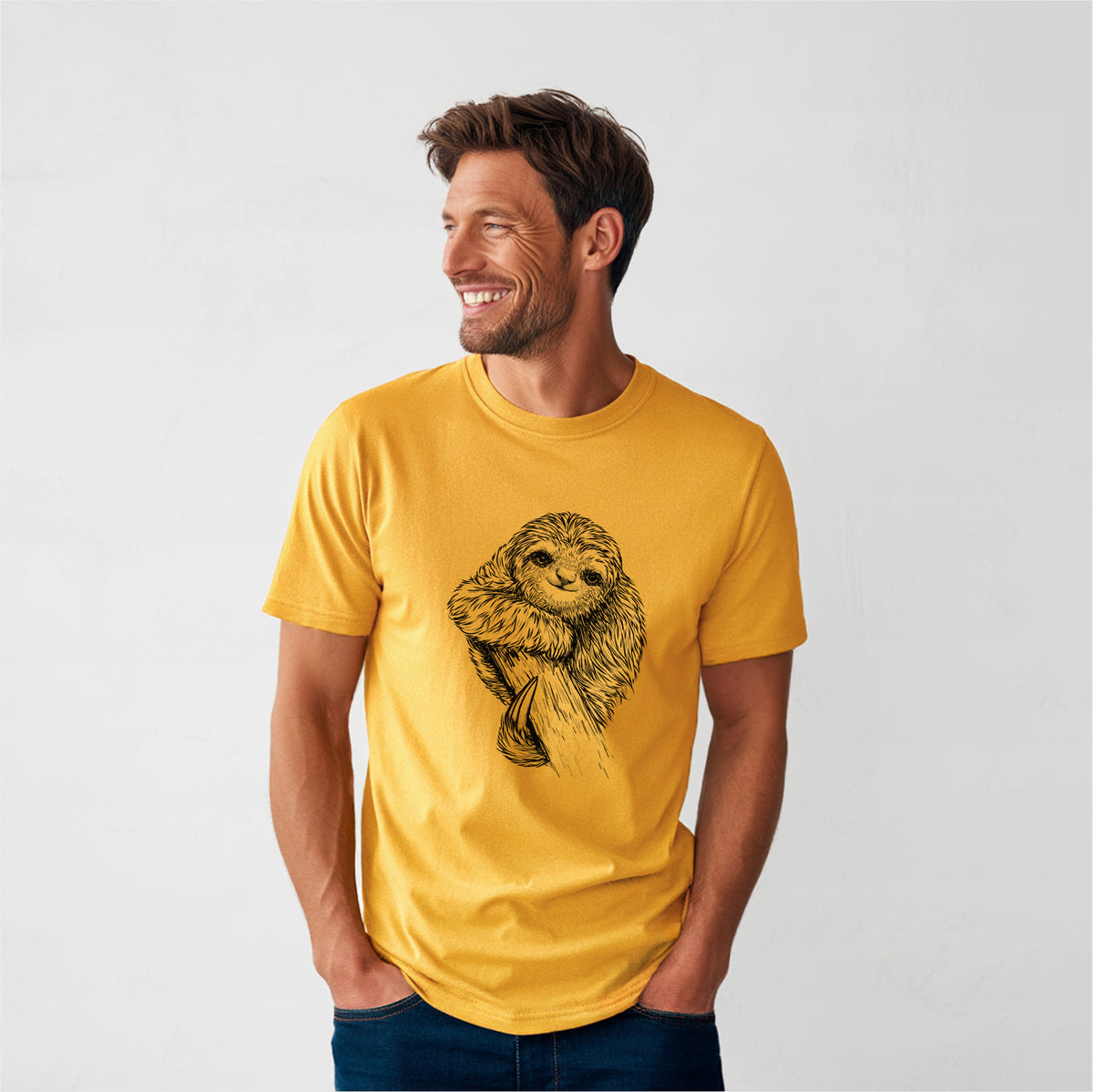 Pygmy Three-toed Sloth - Bradypus pygmaeus - Heavyweight Men&#39;s 100% Organic Cotton Tee