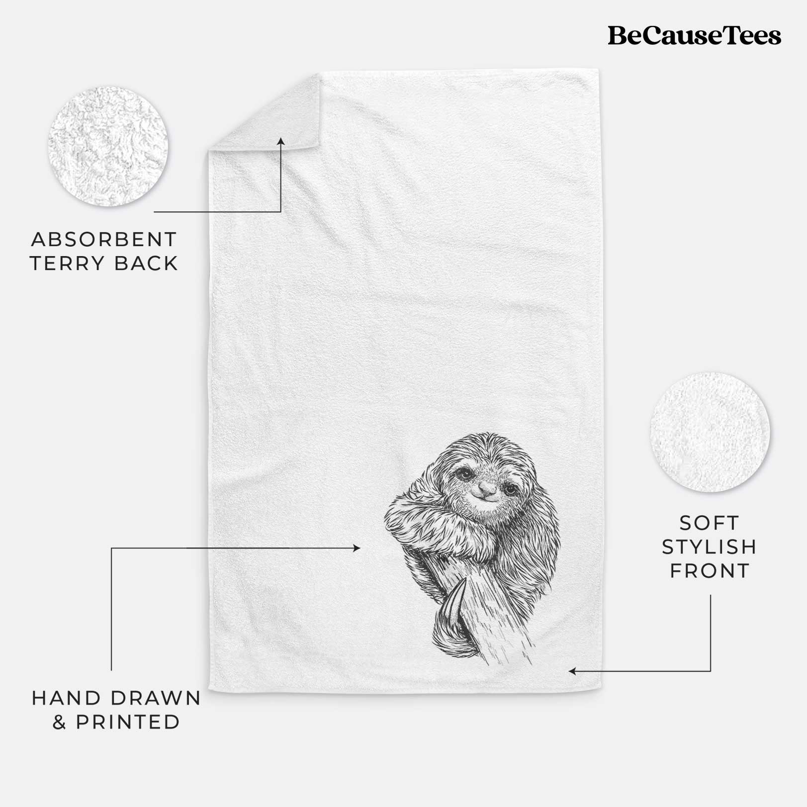 Pygmy Three-toed Sloth - Bradypus pygmaeus Premium Decorative Hand Towel