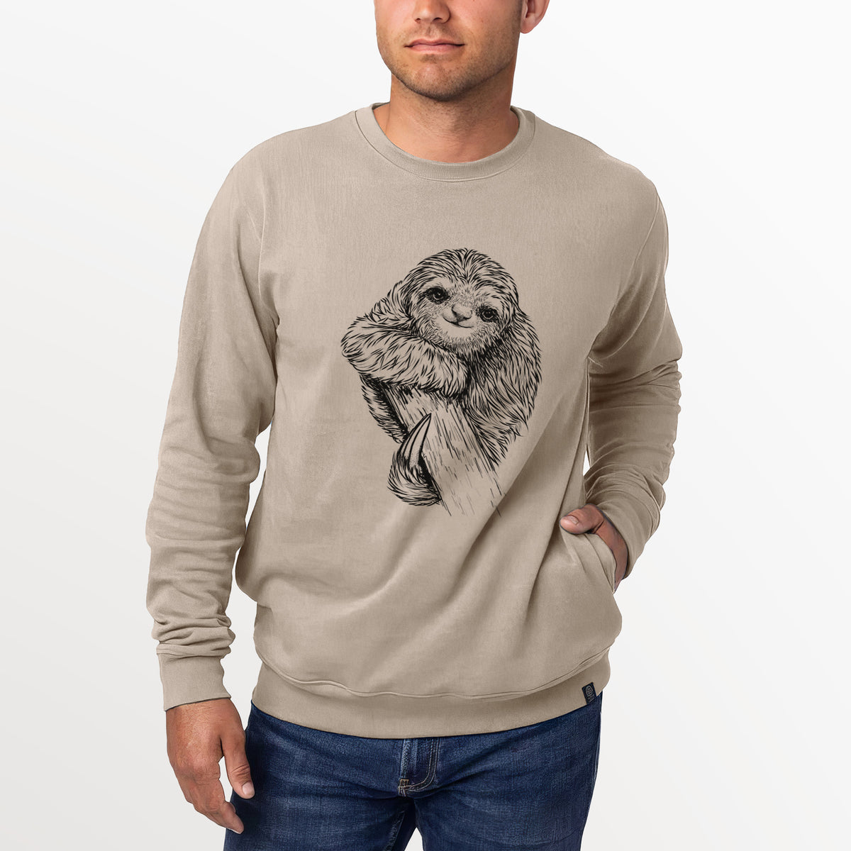 Pygmy Three-toed Sloth - Bradypus pygmaeus  - Unisex Reclaimed Crewneck Sweatshirt